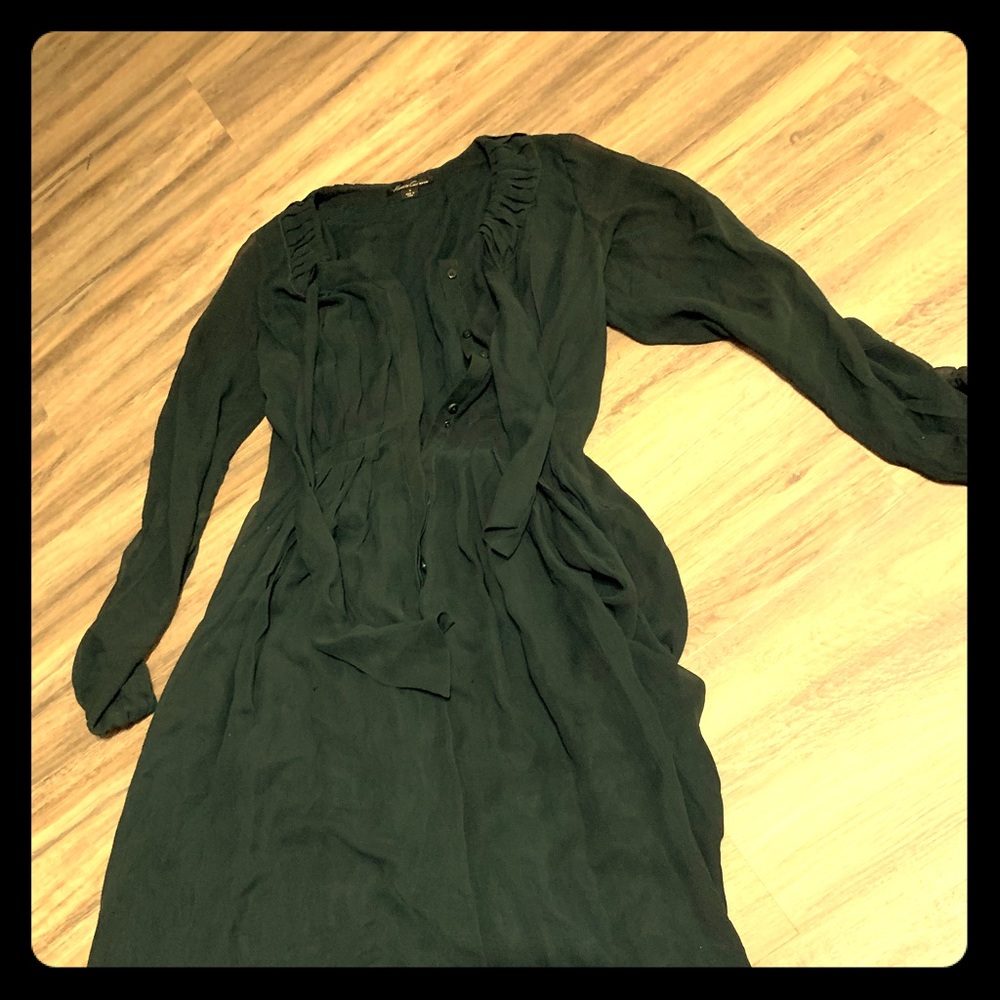 Dark Green Silk Chiffon Kenneth Cole Dress Size 4